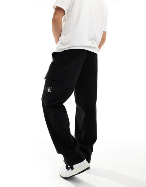 Calvin Klein Jeans straight cargo trousers in black