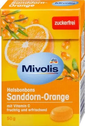 Bonbon, Sanddorn-Orange, zuckerfrei, 50 g