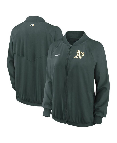 Women's Green Oakland Athletics Authentic Collection Team Raglan Performance Full-Zip Jacket