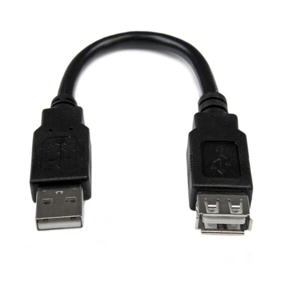 6in USB 2.0 Extension Adapter Cable A to A - M/F - 0.152 m - USB A - USB A - USB 2.0 - Male/Female - Black