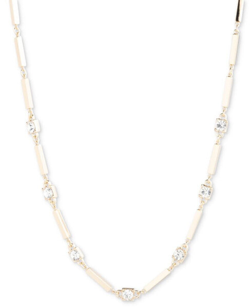 Gold-Tone Bar & Crystal Collar Necklace, 16" + 3" extender
