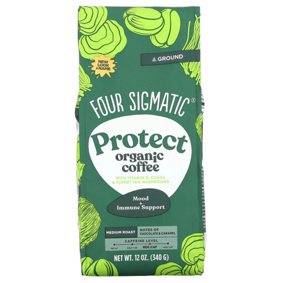 Protect, Organic Coffee with Vitamin D, Chaga & Turkey Tail Mushrooms, Ground, Medium Roast, 12 oz (340 g)