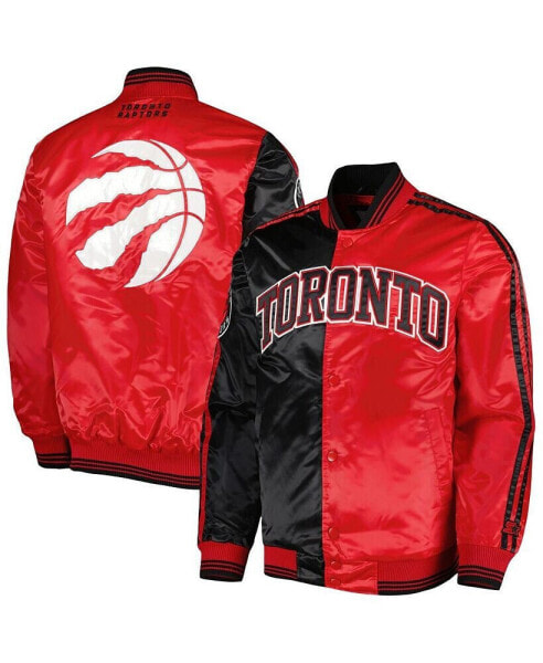 Men's Black, Red Toronto Raptors Fast Break Satin Full-Snap Jacket