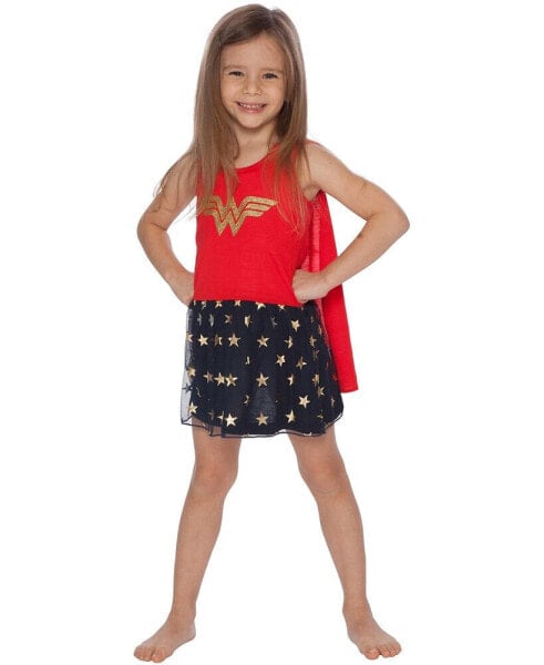 Toddler Girls Wonder Woman Tank Nightgown with Cape