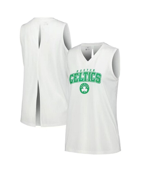 Women's White Boston Celtics Paisley Peekaboo Tank Top