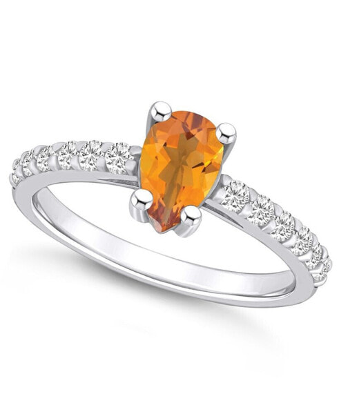 Citrine (7/8 Ct. T.W.) and Diamond (1/3 Ct. T.W.) Ring in 14K White Gold