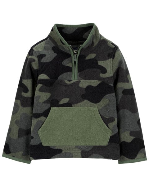 Toddler Camo Print Quarter-Zip Microfleece Pullover 3T