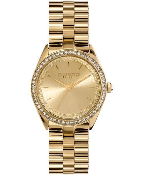 Women's Bejeweled Gold-Tone Stainless Steel Watch 34mm