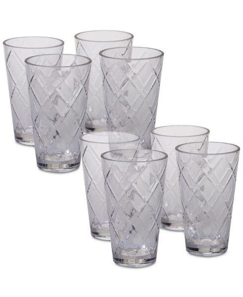 Clear Diamond Acrylic 8-Pc. Iced Tea Glass Set