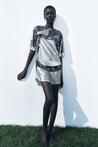 Zw collection short sequinned dress