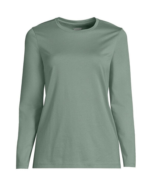 Petite Relaxed Supima Cotton Long Sleeve Crew Neck T-Shirt