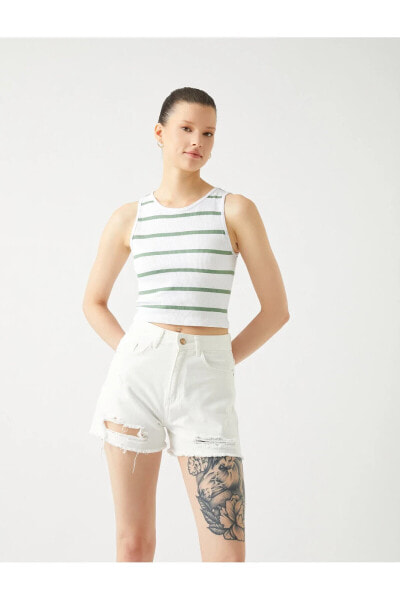 Crop Fitilli Atlet Basic Halter Yaka