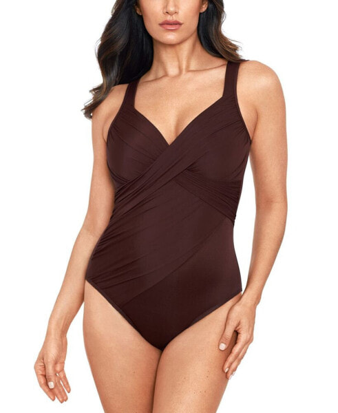 Rock Solid Revele Twist-Front Allover Slimming Underwire One-Piece Swimsuit