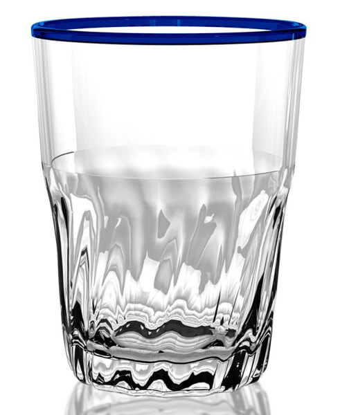 Cantina Double Old Fashion Glass, Blue, 15 oz., Premium Plastic, Set of 6
