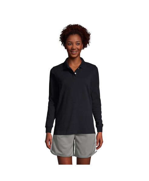 Women's School Uniform Long Sleeve Mesh Polo Shirt