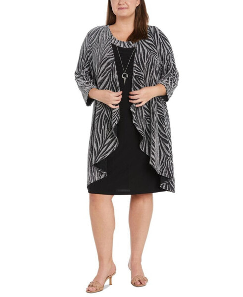 Plus Size 2-Pc. Zebra-Print Jacket & Necklace Dress Set