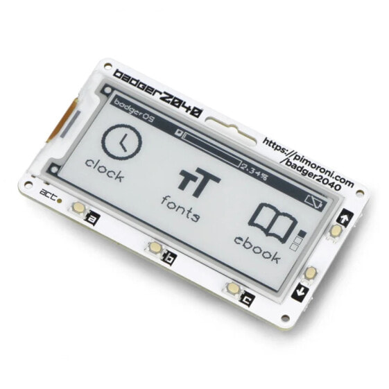 Электроника Pimoroni Badger 2040 - плата с RP2040 и электронной бумагой 2,9'' 296x128px дисплеем - PIM607