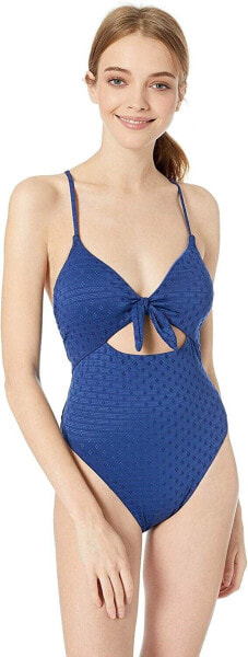 Lucky Brand 169895 Womens V-Neck Keyhole One Piece Swimsuit Navy Size Large
