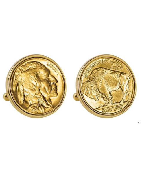 Запонки American Coin Treasures с монетой Buffalo Nickel, позолоченные
