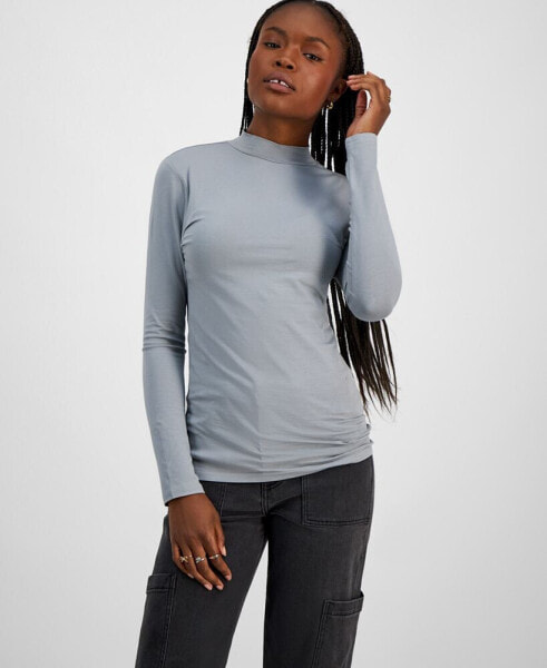 Juniors' Mock-Neck Long-Sleeve Top