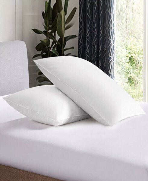 Hotel Collection 100% Cotton Medium Support Feather and Down 2-Pack Pillows, Queen