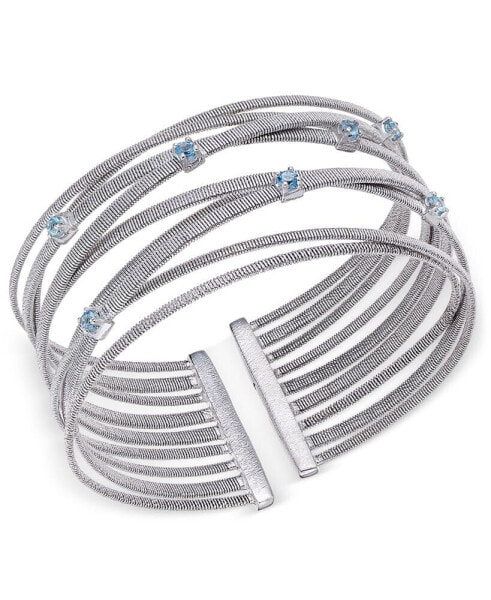 Swiss Blue Topaz Multi-Row Cuff Bracelet (3/4 ct. t.w.) in Sterling Silver