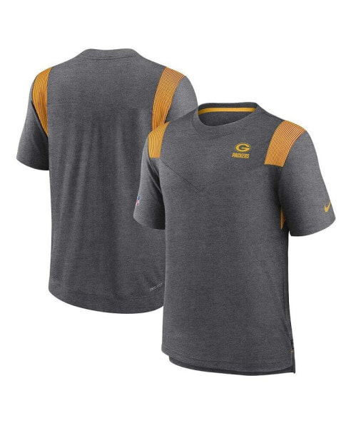 Men's Heather Charcoal Green Bay Packers Sideline Tonal Logo Performance Player T-shirt
