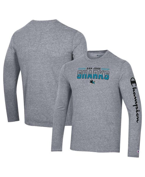 Men's Heather Gray San Jose Sharks Tri-Blend Long Sleeve T-shirt