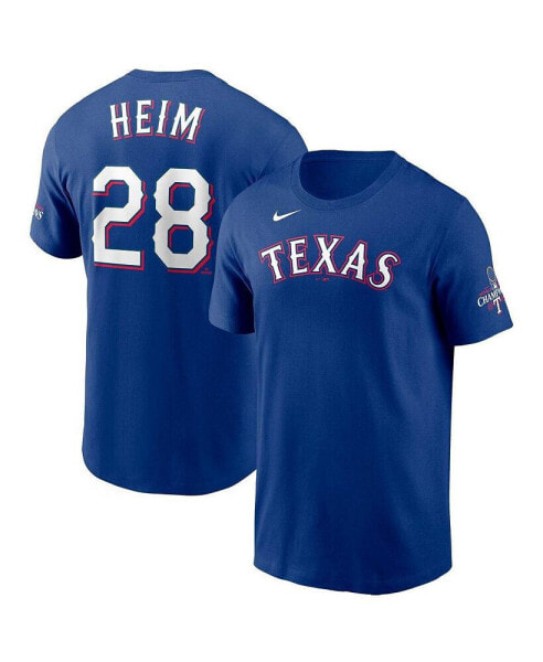 Men's Jonah Heim Royal Texas Rangers 2023 World Series Champions Name and Number T-shirt