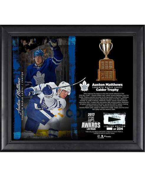 Auston Matthews Toronto Maple Leafs Framed 15" x 17" 2017 Calder Trophy Winner Collage with a Piece of Game-Used Puck - Limited Edition of 234