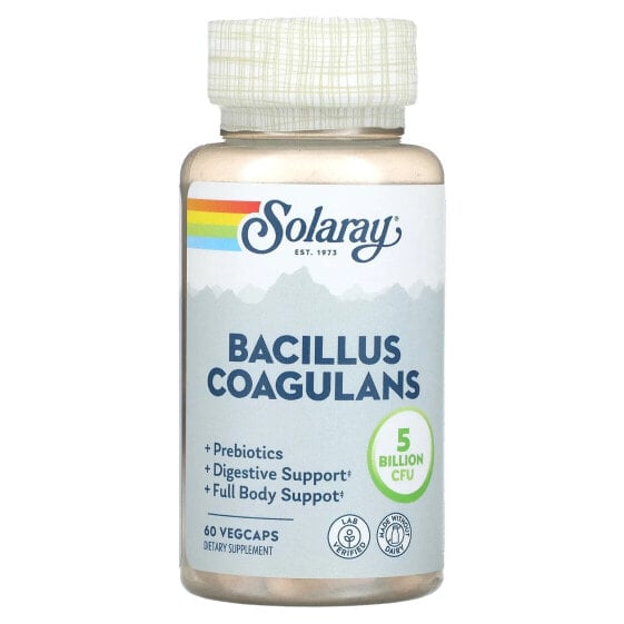 Пробиотик Соларей Bacillus Coagulans, 5 Миллиардов, 60 Вегкапсул (2,5 Миллиарда в Капсуле)