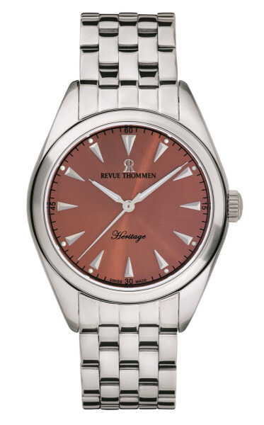 Revue Thommen Herren Armbanduhr 'Heritage' Automatikuhr Zifferblatt braun Edelstahlarmband, 21010-2139