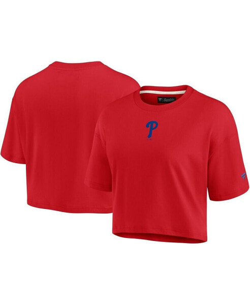 Women's Red Philadelphia Phillies Elements Super Soft Boxy Cropped T-Shirt