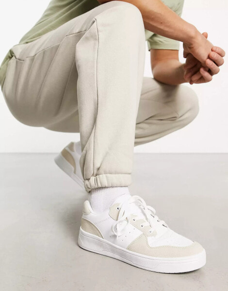 Truffle Collection lace up trainers in oat mix