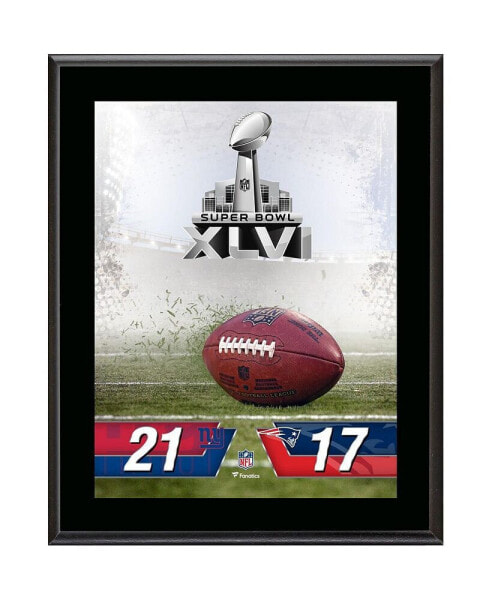 New York Giants vs. New England Patriots Super Bowl XLVI 10.5" x 13" Sublimated Plaque