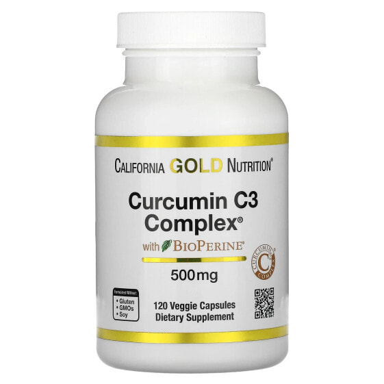 California Gold Nutrition, Curcumin C3 Complex с экстрактом BioPerine, 500 мг, 120 растительных капсул