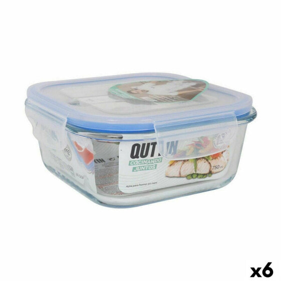 Квадратная коробочка для завтраков с крышкой Quttin Прозрачный 750 ml 16 x 16 x 7 cm (6 штук)