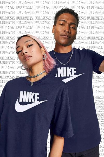 Sportswear Futura Swoosh Logo Tee T Shirt Unisex Baskılı Tişört Lacivert