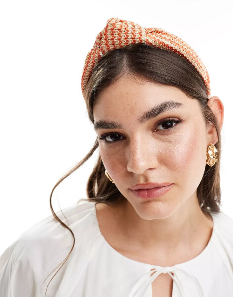 Accessorize raffia stripe headband in orange