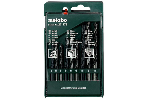 Metabo 627179000 - Drill - Drill bit set - Right hand rotation - 8 mm - Alloyed steel - Brick - Chipboard - Masonry - Metal - Plywood - Steel - Stone - Wood - 5 - 6 - 8 mm