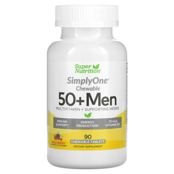 SimplyOne, 50+ Men's Multivitamin + Supporting Herbs, Mixed Berry, 90 Chewables