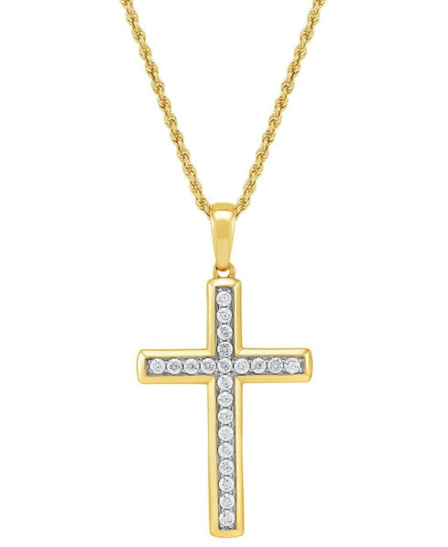 Men's Lab Grown Diamond Cross 22" Pendant Necklace (1 ct. t.w.) in 10k Gold & White Gold