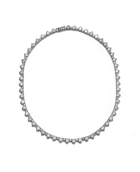 White Gold Plated with Cubic Zirconia Tennis Chain Necklace