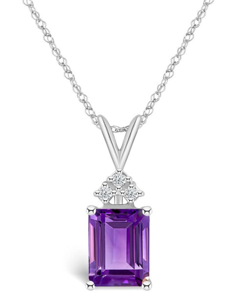 Amethyst (2-1/4 ct. t.w.) and Diamond (1/10 ct. t.w.) Pendant Necklace in 14K Gold or 14K White Gold