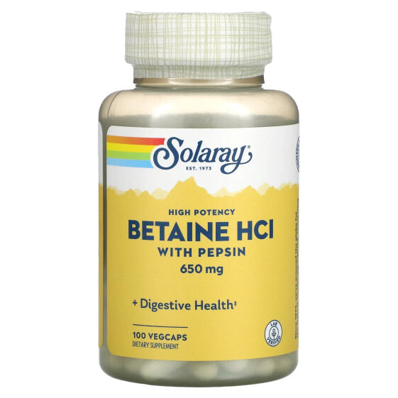 High Potency Betaine HCl with Pepsin, 650 mg, 100 VegCaps