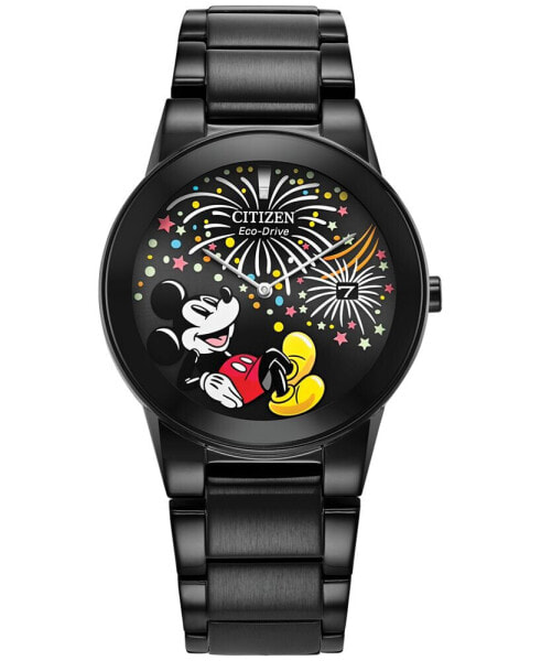 Eco-Drive Unisex Disney Mickey Mouse Black Stainless Steel Bracelet Watch 40mm