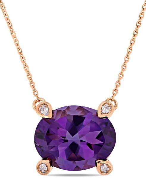 Macy's amethyst (2-3/8 ct.t.w.) and Diamond Accent 17" Necklace in 10k Rose Gold