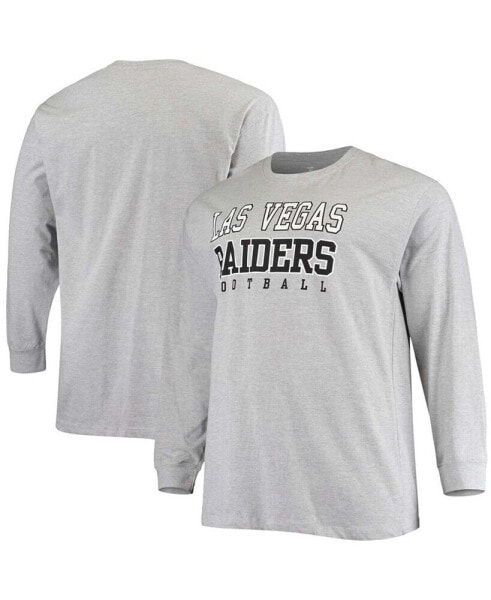 Men's Big and Tall Heathered Gray Las Vegas Raiders Practice Long Sleeve T-shirt