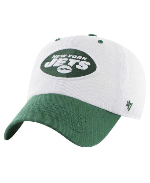 47 Brand Men's White/Green New York Jets Double Header Diamond Clean Up Adjustable Hat
