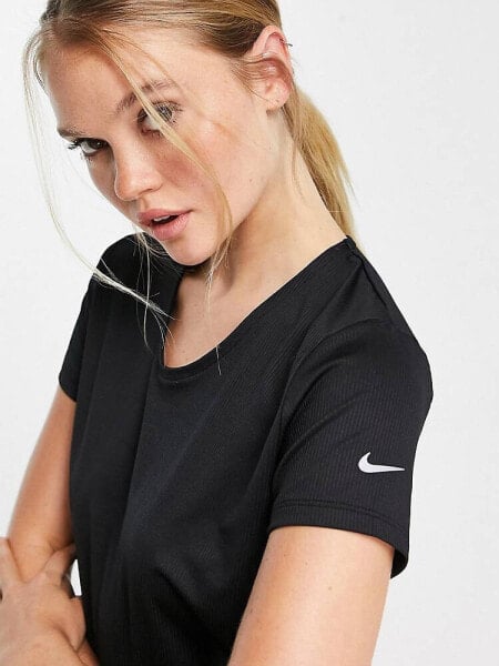 Nike Running V neck t-shirt in black